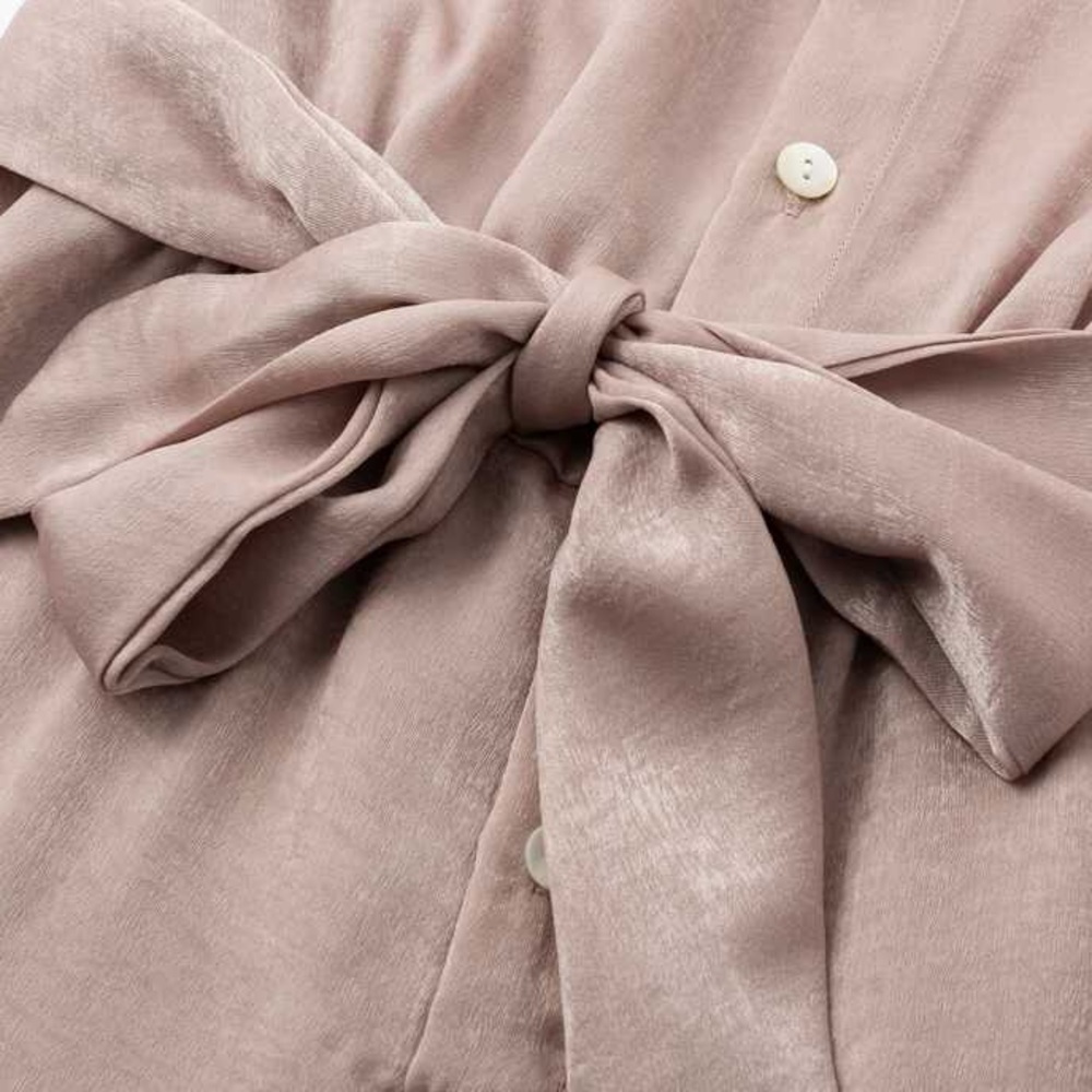 Blush Pink Satin Belted High Waist Jumpsuit - Picture 3 of 4